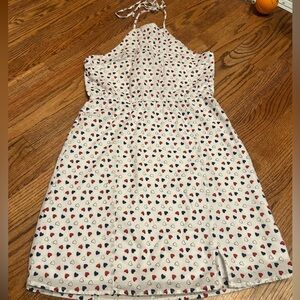 Miami White and Red Heart Pattern Halter Dress